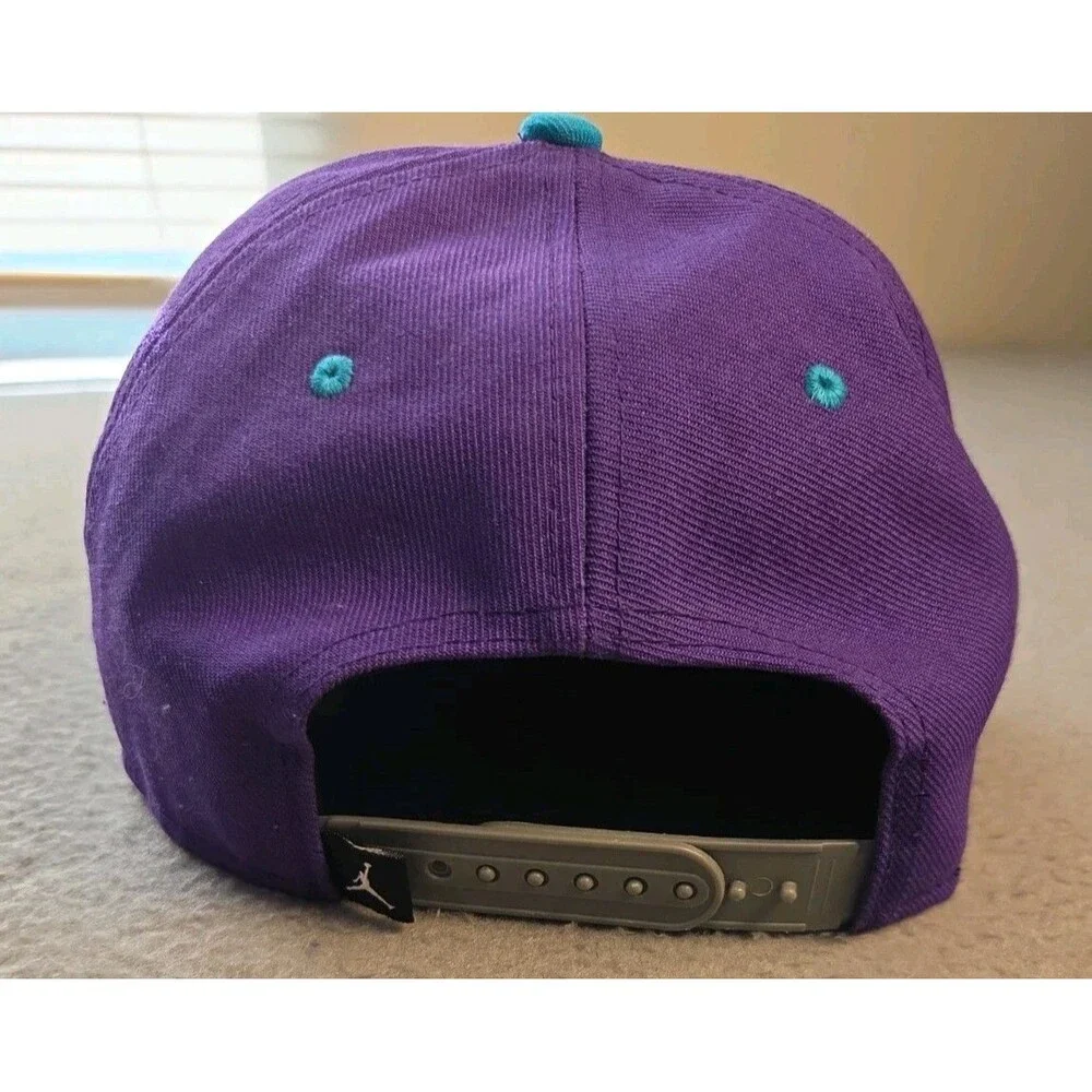 Air Jordan NBA Charlotte Hornets Pro Jumpman Snapback Hat Grey Purple Teal EUC